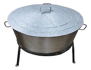 Tacho Redondo Para Banha N°6 + Tampa + Tripé - 108l - Konzen