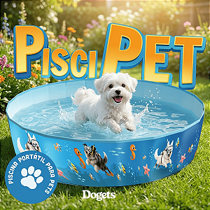 Piscina Para Pets Resistente de Lona Diversos Tamanhos Dobrável Colorida com Desenhos Verão