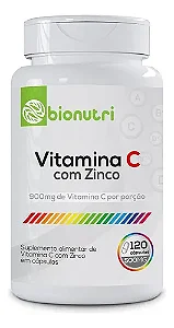VITAMINA C COM ZINCO BIONUTRI 120 CAPS 500 MG