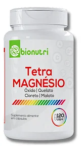 Magnésio Tetra 500mg 120 Cápsulas Bionutri Sem Glúten Vegano