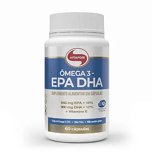 Ômega 3 EPA DHA: Ômega 3 + Vitamina E 60 Cápsulas