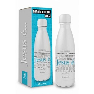 Garrafa Térmica Metal - Jesus é - Brasfoot