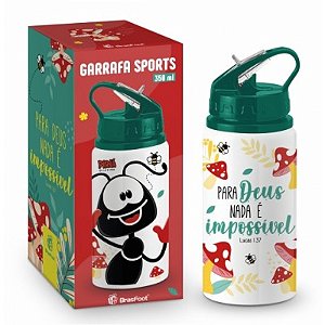 Garrafa Sports 350ml - Smilinguido Para Deus - Brasfoot