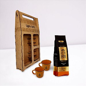 Kit Presente Zaro Café Suave Moído 500g + 2 Canecas Laranja 200ml