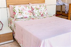 Jogo de lençol queen 3 peças percal com aba