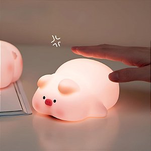 Luminária Infantil Abajur LED Siliconado Porquinho