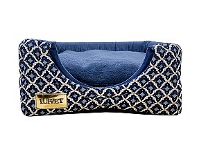 Cama Iglu e Toca Para Cachorro Luppet Luxo Marinho Geométrico Tamanho:G