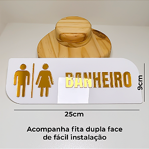 Placa sinalização banheiro acrílico espelhado
