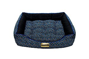 Cama Retangular para Cachorro ou Gato Luppet Luxo Preto Ossinhos Tamanho:G