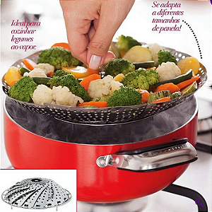 Cesto Cozi Vaporeira Retrátil em Inox 14cm