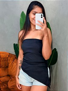 Blusa em Ribana sem Alça Assimétrica Anieli