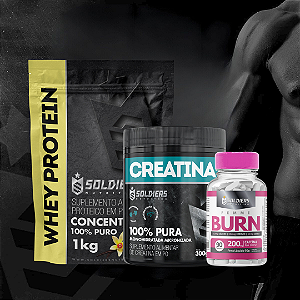 Kit:Whey Protein Concentrado 1kg +Creatina Monohidratada Pote 300g - 100% Pura+T