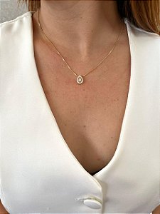 Colar Ponto de Luz Gota Cravejada