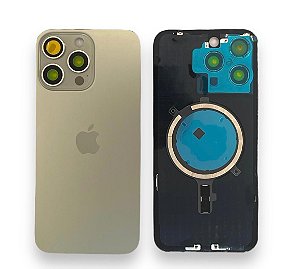 TAMPA TRASEIRA IPHONE 15 PRO COMPLETA NATURAL TITANIUM