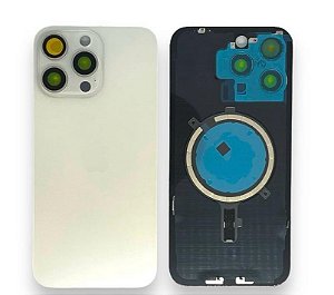 TAMPA TRASEIRA IPHONE 15 PRO MAX COMPLETA BRANCO TITANIUM