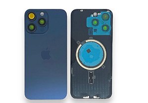 TAMPA TRASEIRA IPHONE 15 PRO MAX COMPLETA AZUL TITANIUM