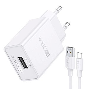 CARREGADOR 12W E CABO 2.4A LIGHTNING BRANCO 1HORA