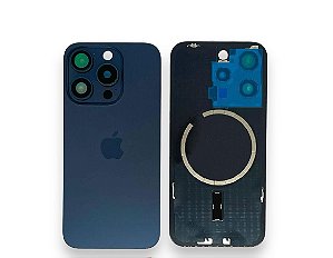 TAMPA TRASEIRA IPHONE 15 PRO COMPLETA AZUL TITANIUM