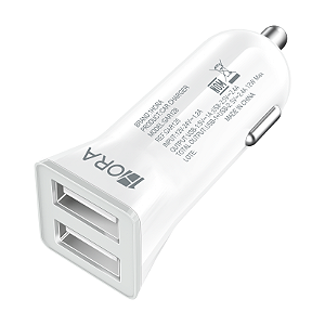Carregador Veicular 2.4A Portas USB A Branco 1HORA
