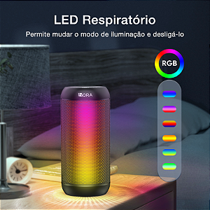 Caixa De Som Bluetooth Com Led 1Hora Preto