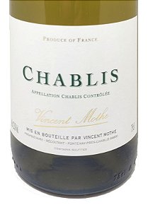 Vinho Fino Branco Seco - Domaine Vincent Mothe - AOC Chablis 2022 -  LOTE:L3318
