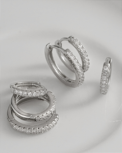 Brinco Trio Argola Micro Zirconia Prata