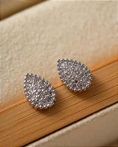Brinco Gota Zirconia Prata