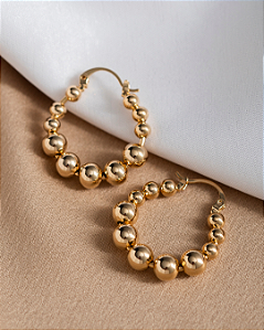 Brinco Argola de Bolinhas Lisa Dourado