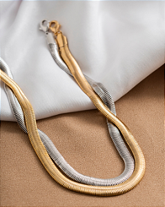 Choker Malha Roliça Prata