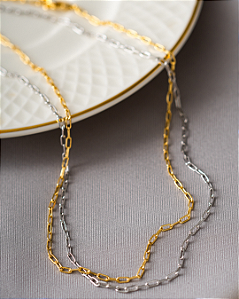 Colar Elos Lisos Comprido Dourado