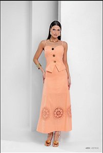 Vestido Longo Rendas com Botões