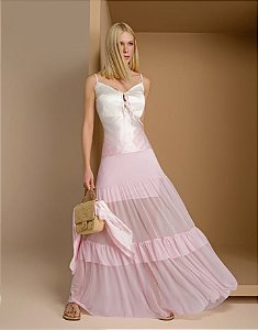 Saia Tule Barrado Lenço