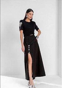 Saia Recortes Midi Alongada