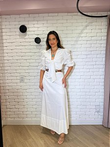 Conjunto Saia Cropped com Cinto Boho