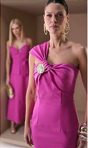 Vestido Midi Detalhe Metal