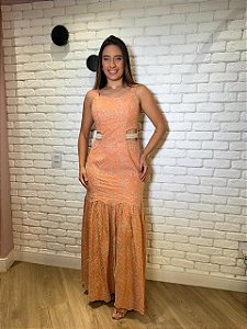 Vestido Longo Linho Bordado