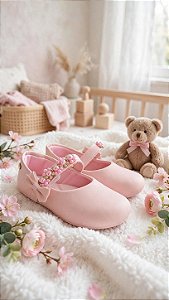 Sapatilha Rosa com Pérolas