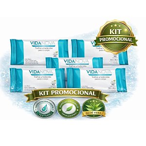 Kit 5 Pacotes de Toalhas Umedecidas Vida Nova - 200 unidades