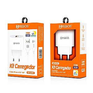 Carregador Completo Turbo 14W Micro USB V8 Hrebos HS-529V