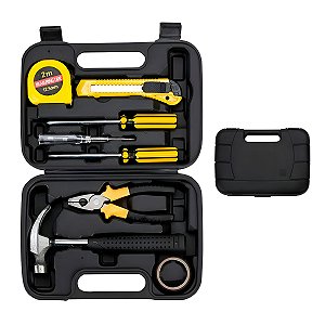 Maleta Ferramentas 8 Peças Martelo Chave Estilete Trena