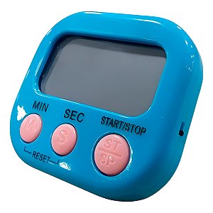 Mini Cronômetro Timer Temporizador Digital Visor LED Cor:Azul