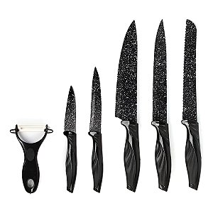 Conjunto Facas Descascador 6 Peças Utensílios Cozinha