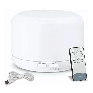 Difusor Elétrico Aroma Ultrassônico Com Led 300 ml Branco