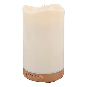 Difusor Umidificador Formato Vela Luz LED RGB Aroma