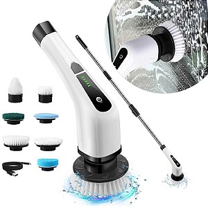 Escova Limpeza Elétrica 7 em 1 USB Recarregável Giratório