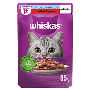Sachê Whiskas Gatos Castrados Carne 85g