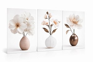 Trio de Quadros Decorativos 40x60cm – Placa Ecológica 3mm em MDF com Vinil Fosco – Sem Moldura