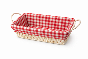 Cesto de Pão em Papel e Ferro com Forro Xadrez – Redondo 24x8,5 ou Retangular 26x19x7,5