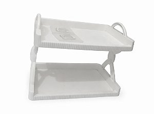 Prateleira Dupla Multiuso Branca 25x15x19,2cm – Plástico Resistente com Fixação Adesiva
