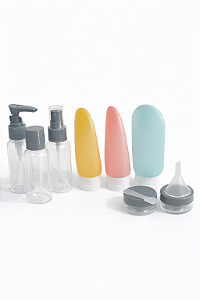 Kit Frascos de Viagem 8 Peças Color com Estojo Zip